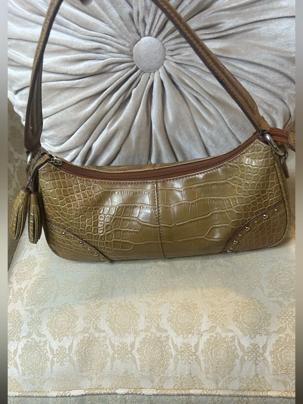 Y2K Vtg Tommy Hilfiger shoulder bag distinct Western Croc embossed Whimisigoth